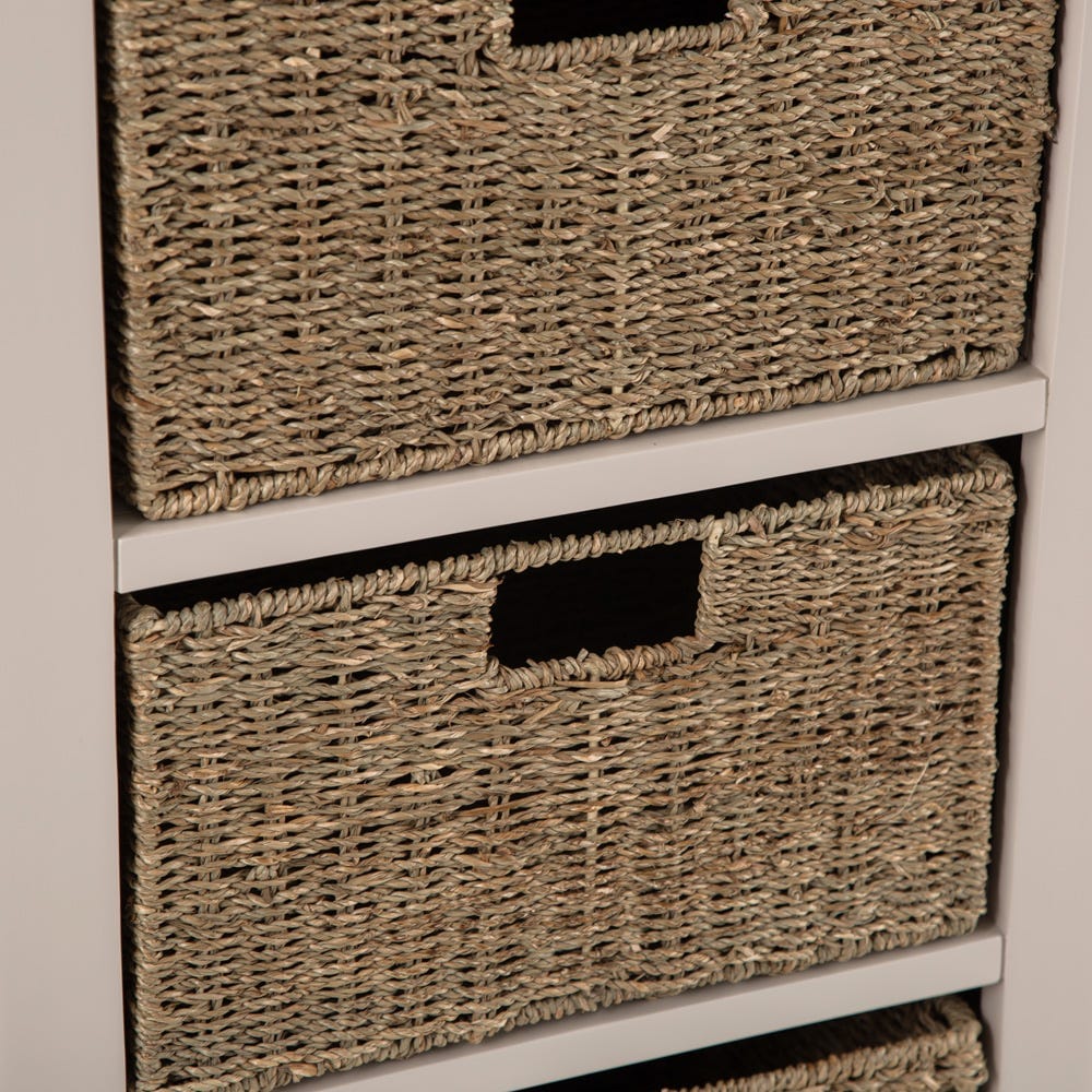 Rutland Painted Oak 1 Drawer 3 Wicker Basket Cabinet