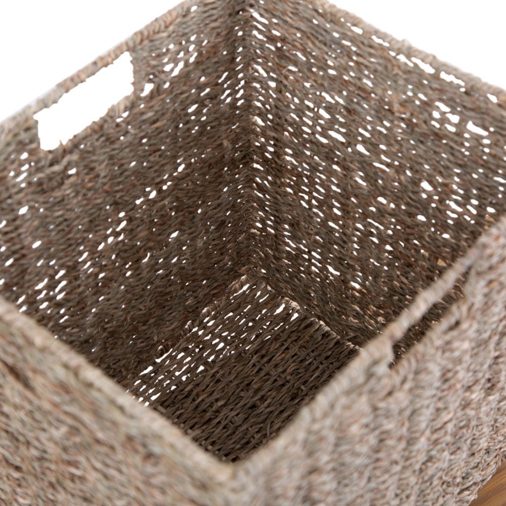 Rutland Painted Oak Hall Bench with Wicker Baskets