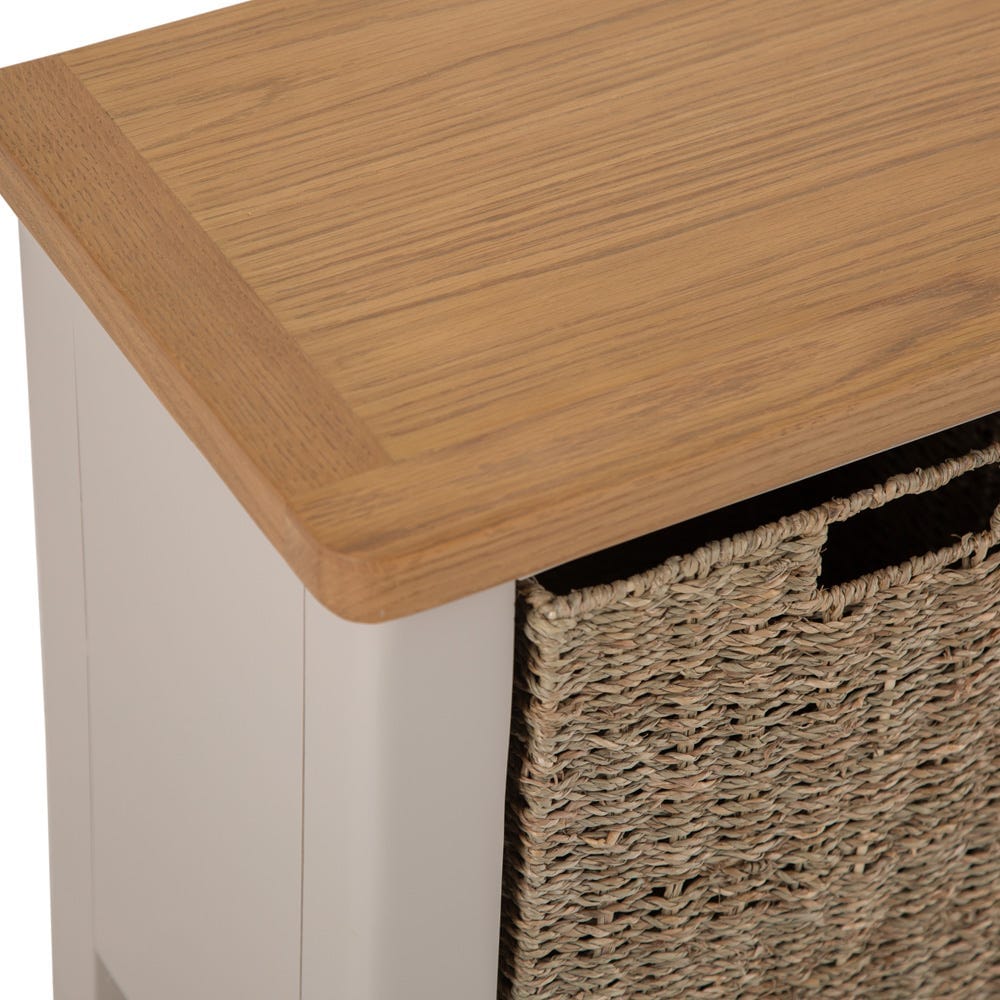 Rutland Painted Oak Hall Bench with Wicker Baskets