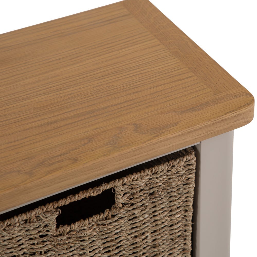 Rutland Painted Oak Hall Bench with Wicker Baskets