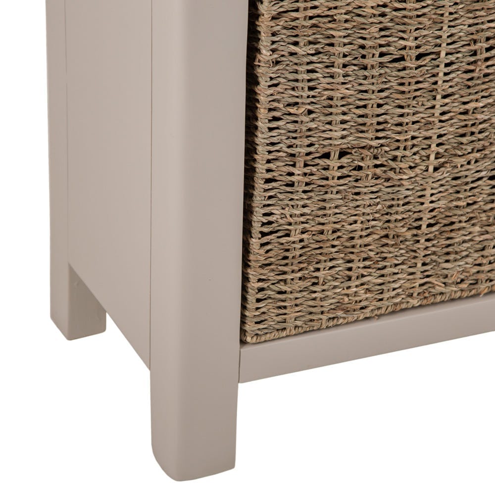 Rutland Painted Oak Hall Bench with Wicker Baskets