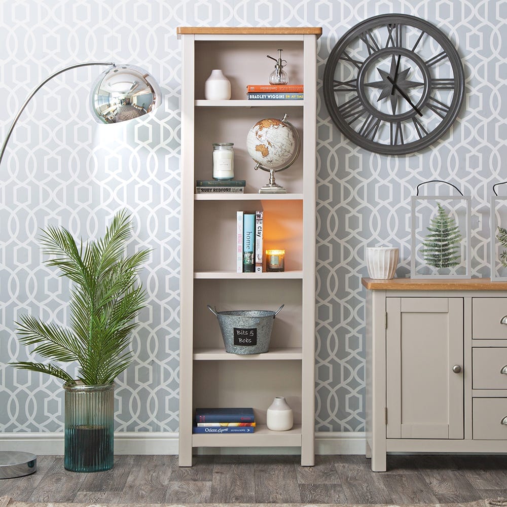 Rutland Painted Oak Tall Narrow Bookcase