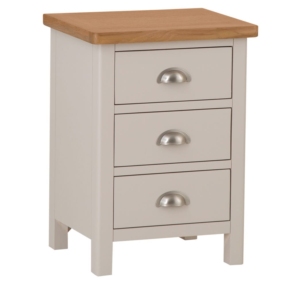 Rutland Painted Oak 3 Drawer Large Bedside Table