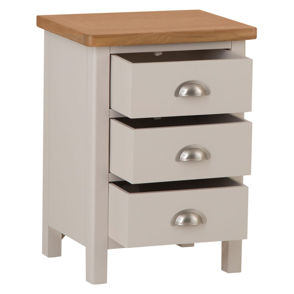 Rutland Painted Oak 3 Drawer Large Bedside Table