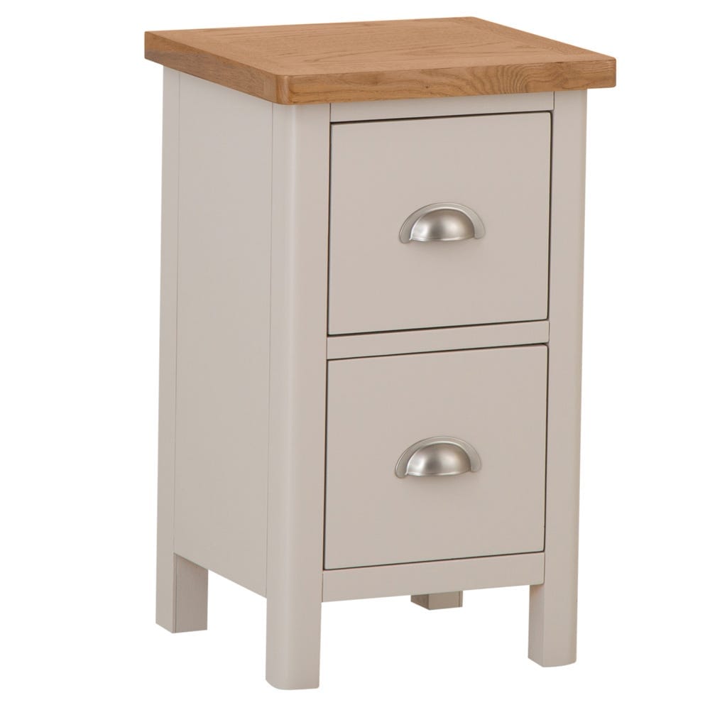 Rutland Painted Oak 2 Drawer Slim Bedside Table