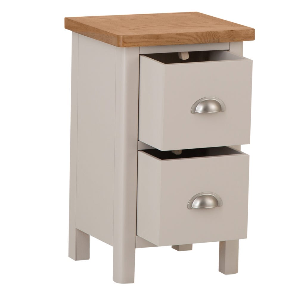Rutland Painted Oak 2 Drawer Slim Bedside Table
