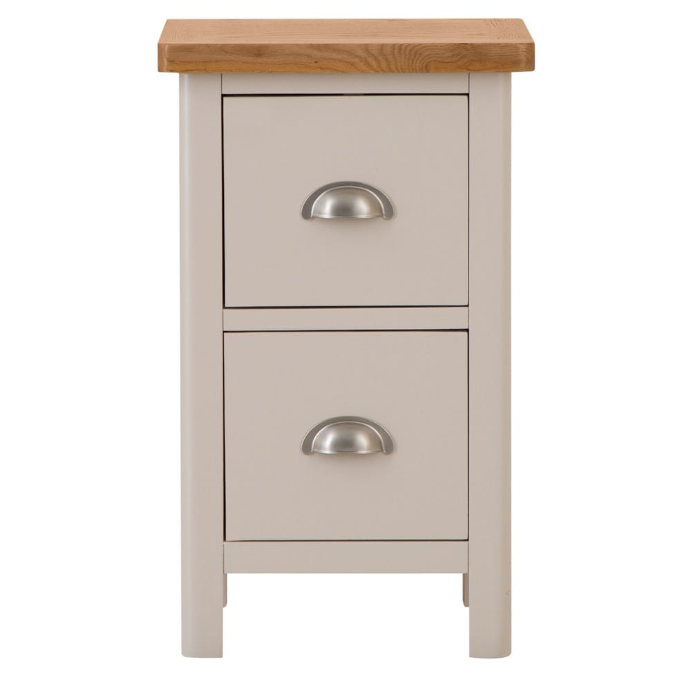 Rutland Painted Oak 2 Drawer Slim Bedside Table
