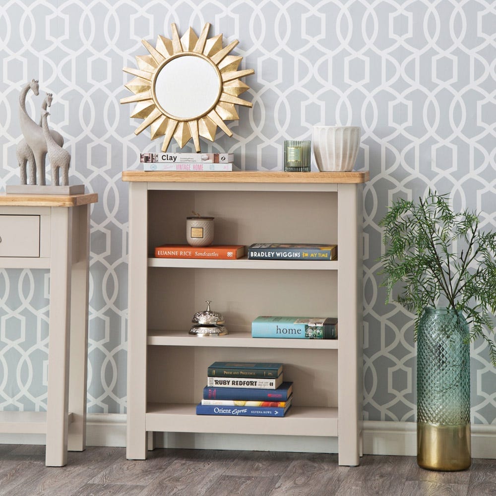 Rutland Painted Oak Small Wide Bookcase
