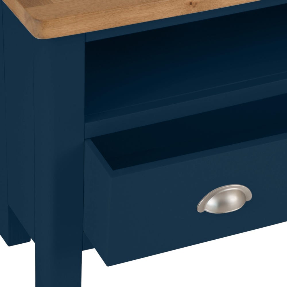 Rutland Blue Painted Oak Corner TV Unit