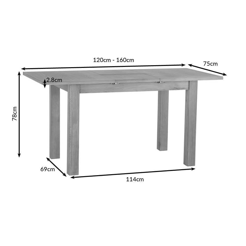 Rutland Oak 1.2m Extending Dining Table