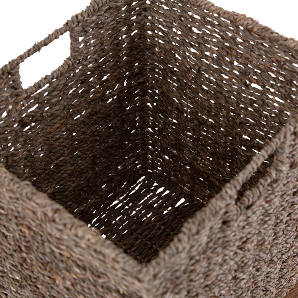 Rutland Oak Hall Bench with Wicker Baskets