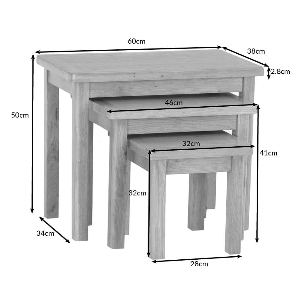 Rutland Oak Nest of 3 Tables