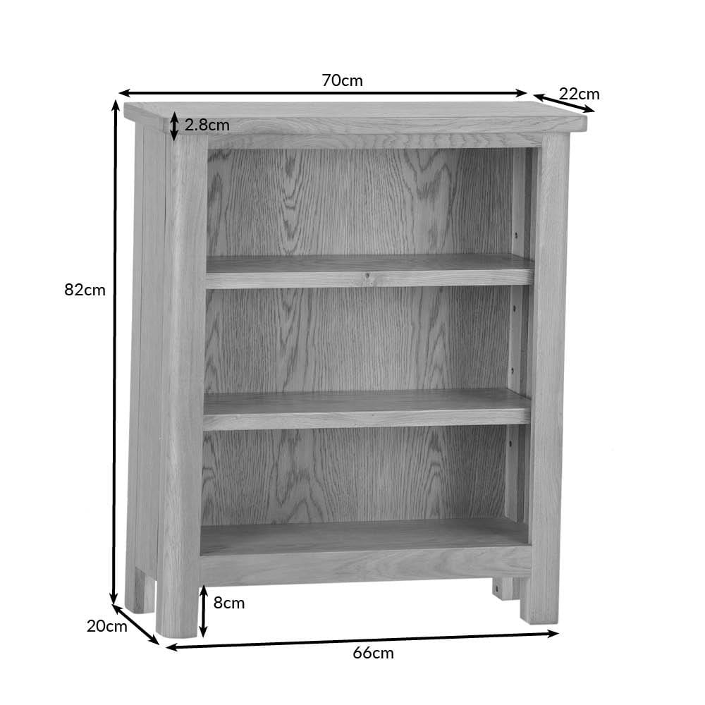 Rutland Oak Small Wide Bookcase