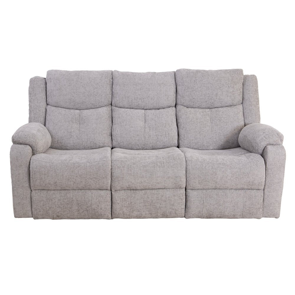 Rome Silver Manual Recliner 3 Seater Sofa with Console - The Furniture Warehouse