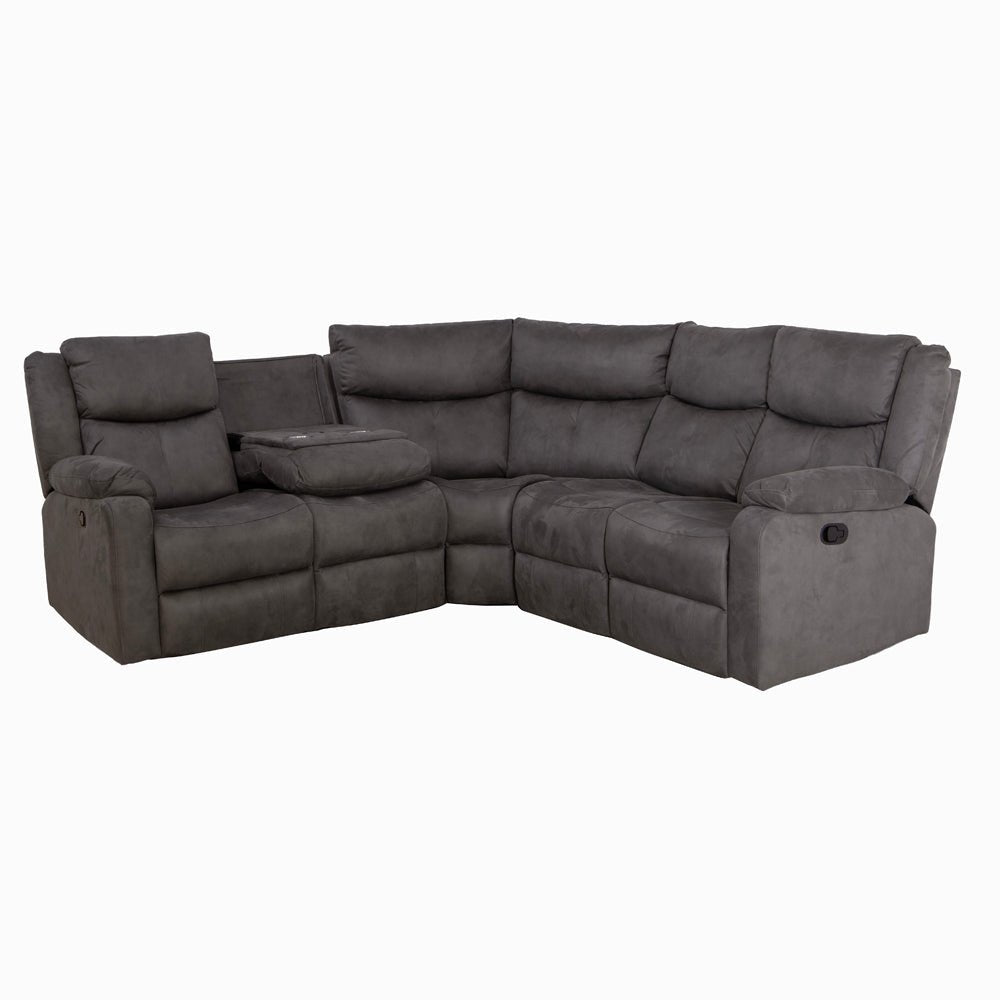 Rome Steel Manual Corner Sofa with Console - The Furniture Warehouse