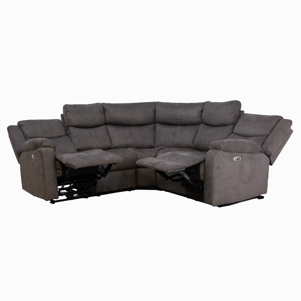 Rome Steel Power Corner Sofa with Console - The Furniture Warehouse