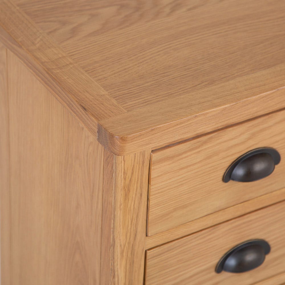 Rutland Oak 3 Drawer Large Bedside Table - The Furniture Warehouse