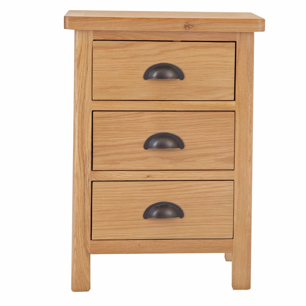 Rutland Oak 3 Drawer Large Bedside Table - The Furniture Warehouse
