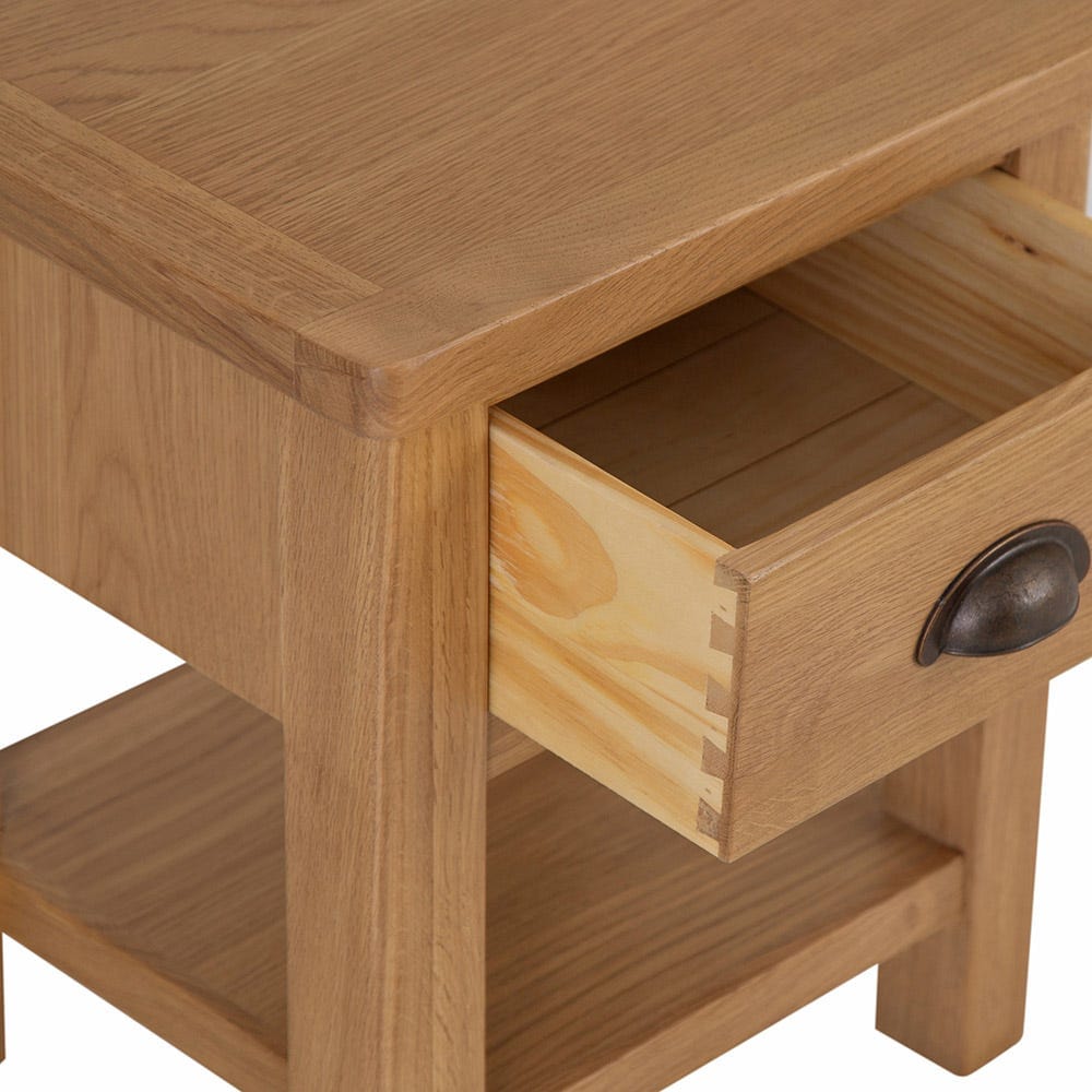 Rutland Oak Lamp Table with Drawer