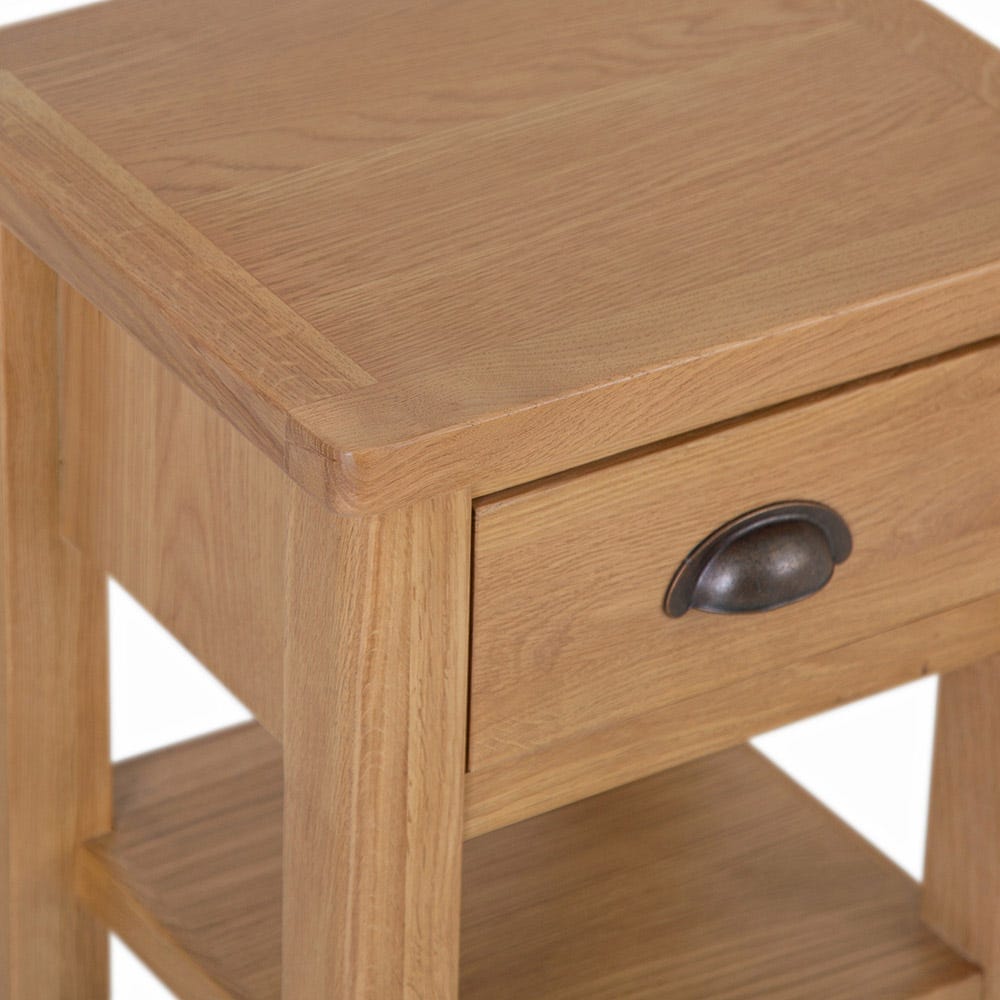 Rutland Oak Lamp Table with Drawer