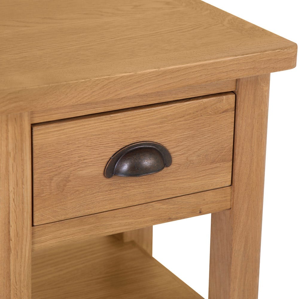 Rutland Oak Lamp Table with Drawer