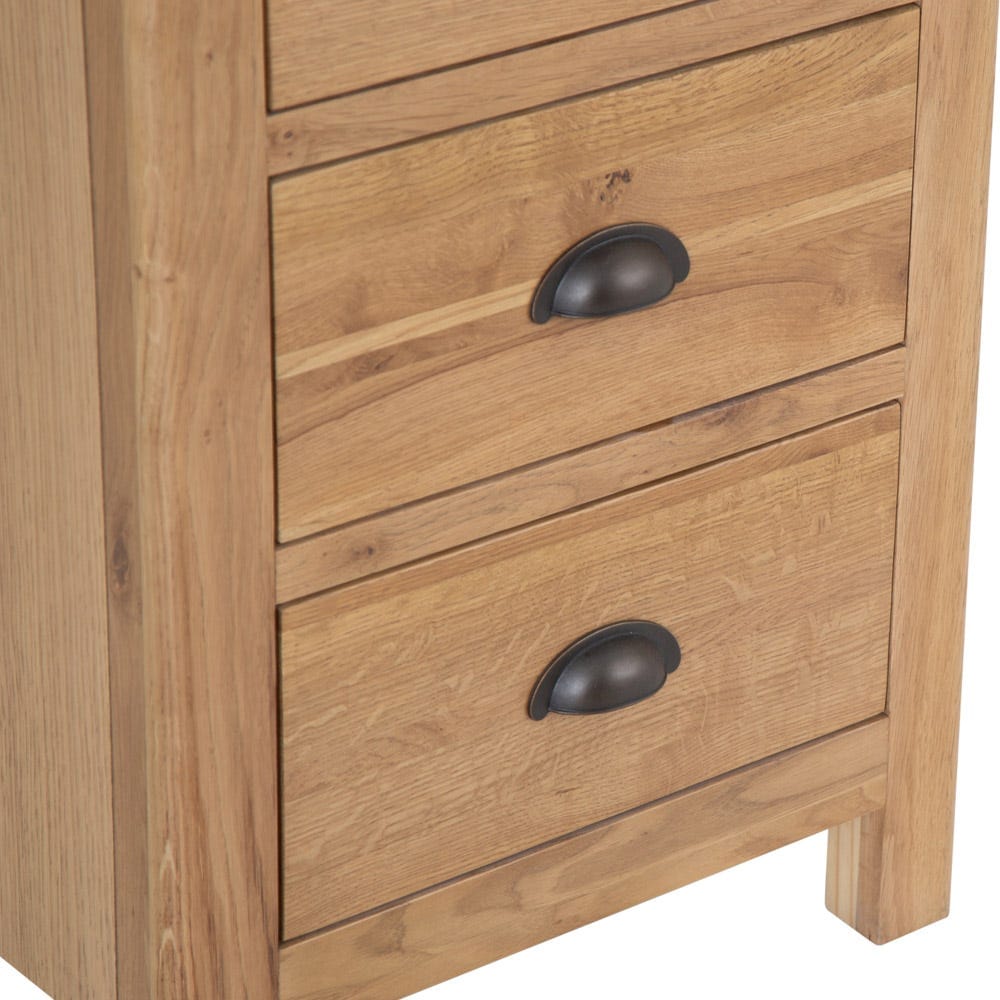 Rutland Oak 5 Drawer Tallboy
