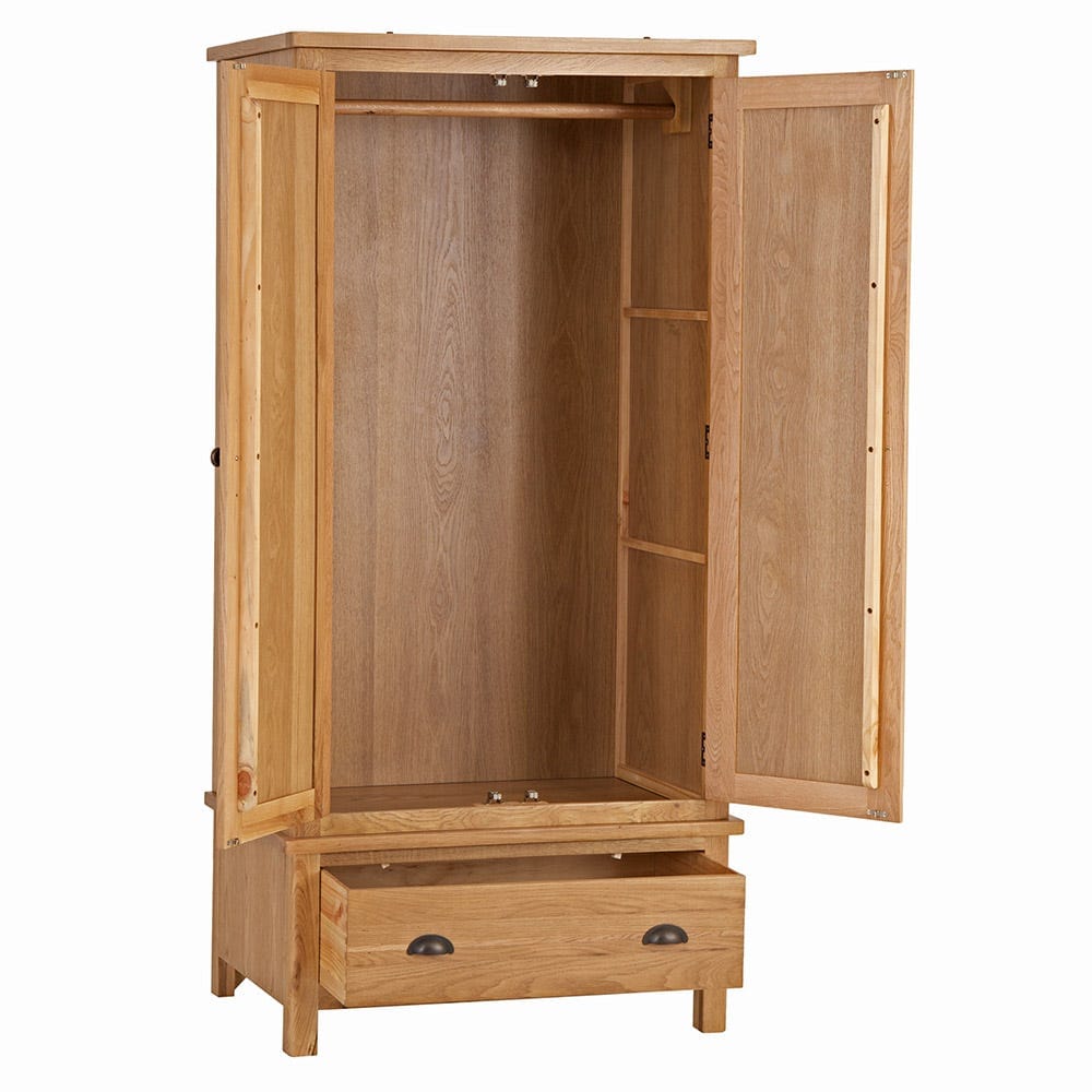 Rutland Oak 2 Door Wardrobe with Drawer