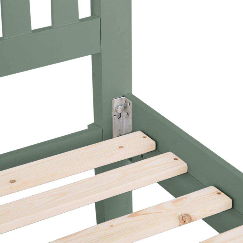 Florence Sage Green Painted Double Bed Frame Low Panelled Footboard