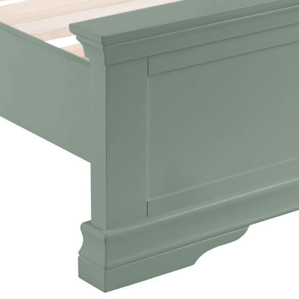 Florence Sage Green Painted Double Bed Frame Low Panelled Footboard