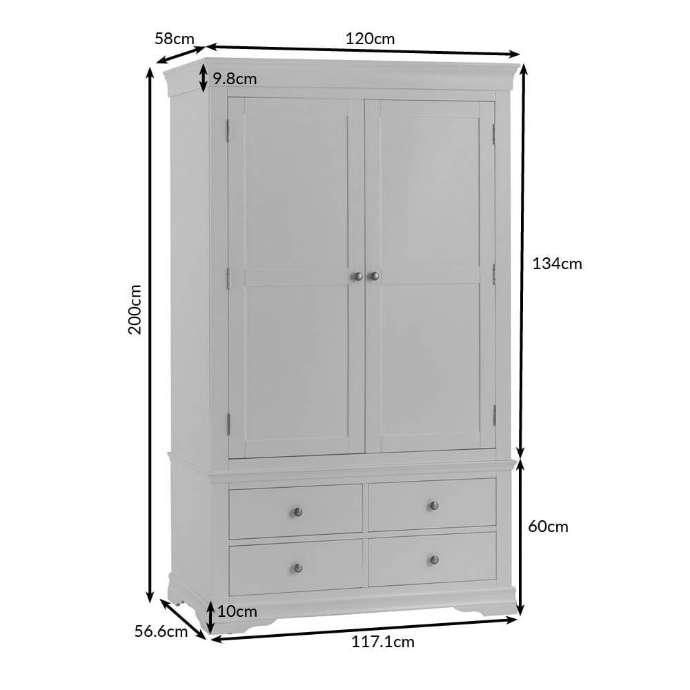 Florence White Painted 2 Door Wardrobe with Drawers