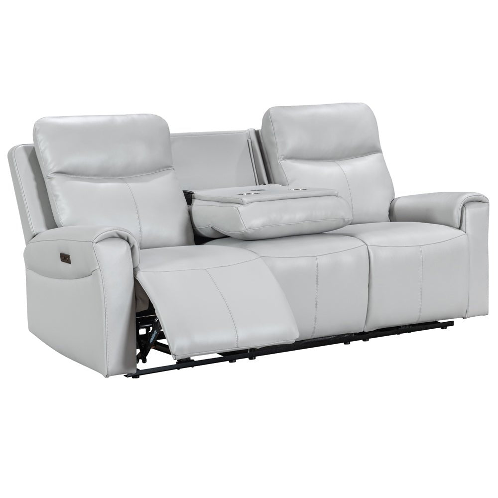 Turin Dove Grey Power 3 Seater Sofa with Console - The Furniture Warehouse