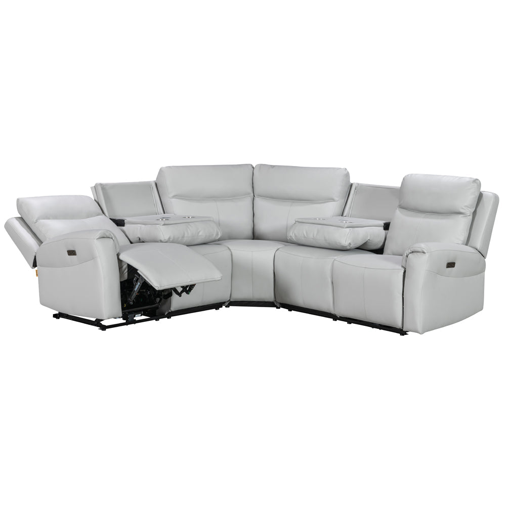 Turin Dove Grey Power Corner Sofa (2 Corner 2) - The Furniture Warehouse