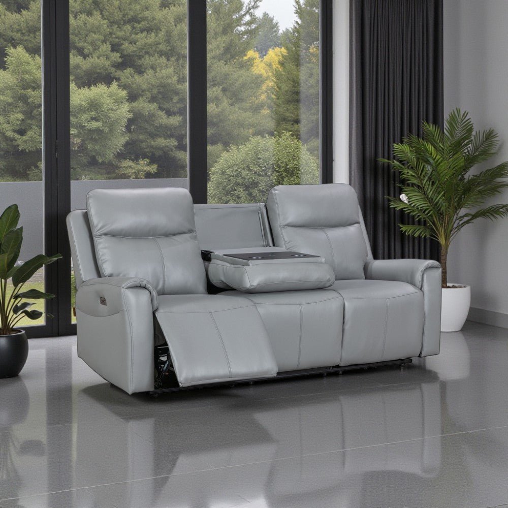 Turin Dusk Grey Power 3 Seater Sofa with Console - The Furniture Warehouse