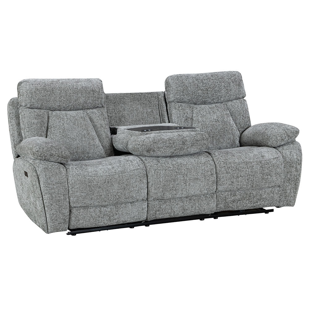 Venice Nickel Power 3 Seater Sofa with Console - The Furniture Warehouse