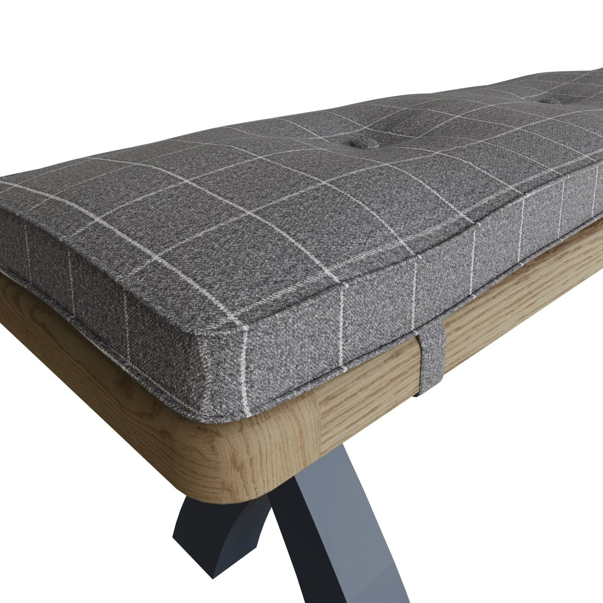 Wessex Smoked Oak Blue Painted 2.5m Cross Leg Bench - The Furniture Warehouse
