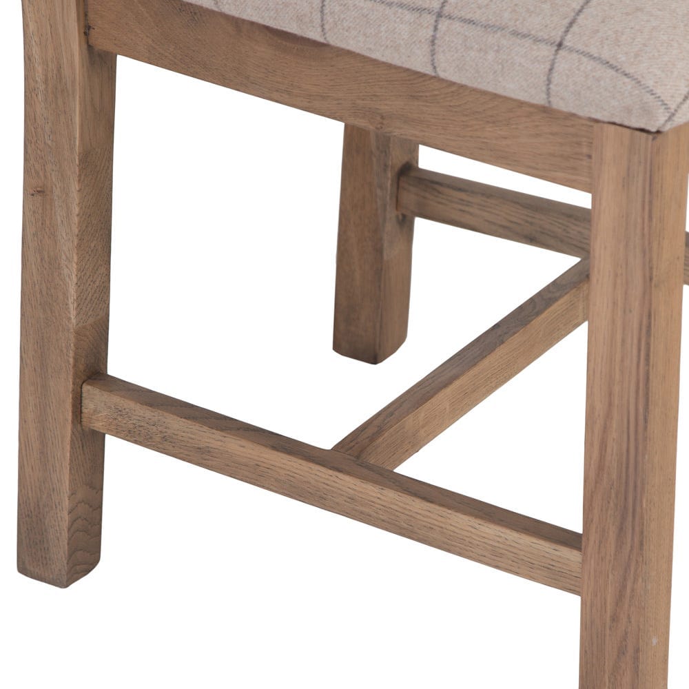 Wessex Smoked Oak Cross Back Dining Chair With Natural Check Seat - The Furniture Warehouse