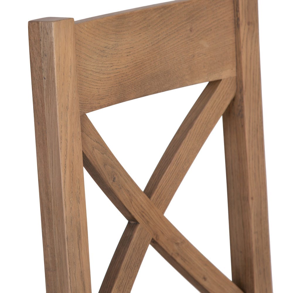 Wessex Smoked Oak Cross Back Dining Chair With Natural Check Seat - The Furniture Warehouse