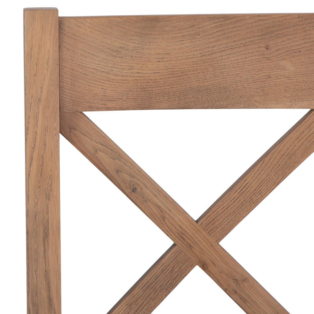 Wessex Smoked Oak Cross Back Dining Chair With Natural Check Seat - The Furniture Warehouse