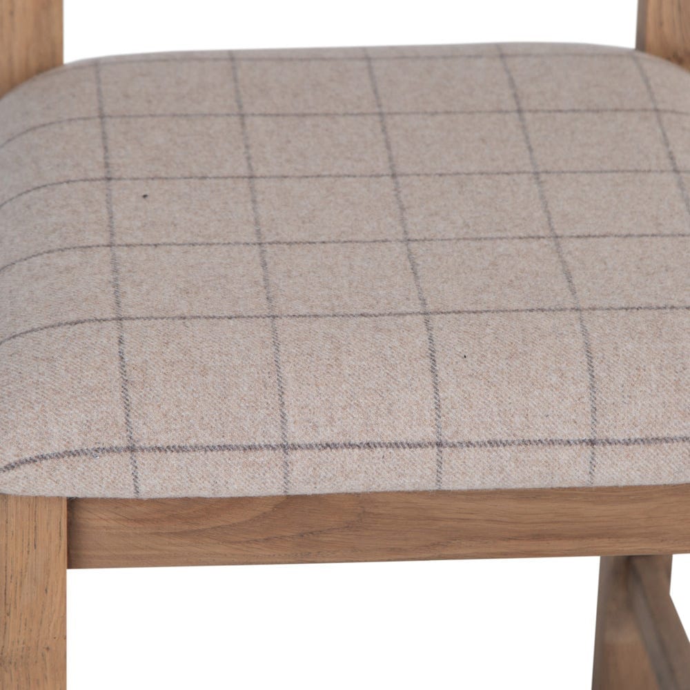 Wessex Smoked Oak Cross Back Dining Chair With Natural Check Seat - The Furniture Warehouse