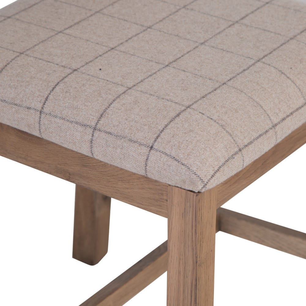 Wessex Smoked Oak Cross Back Dining Chair With Natural Check Seat - The Furniture Warehouse