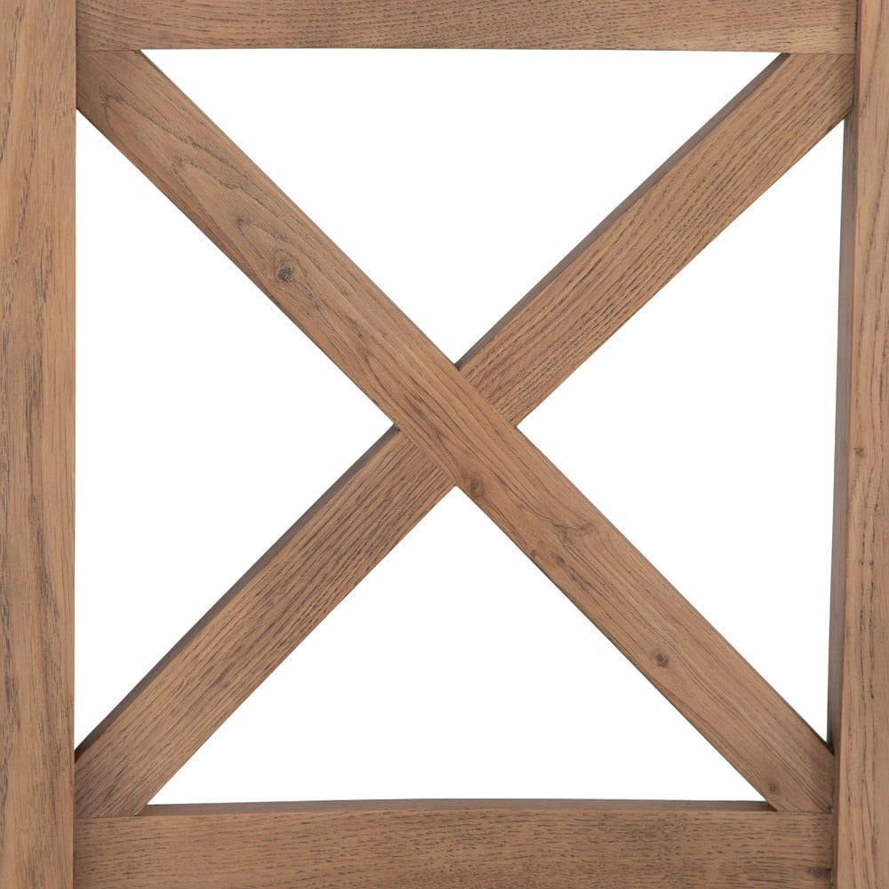 Wessex Smoked Oak Cross Back Dining Chair With Natural Check Seat - The Furniture Warehouse