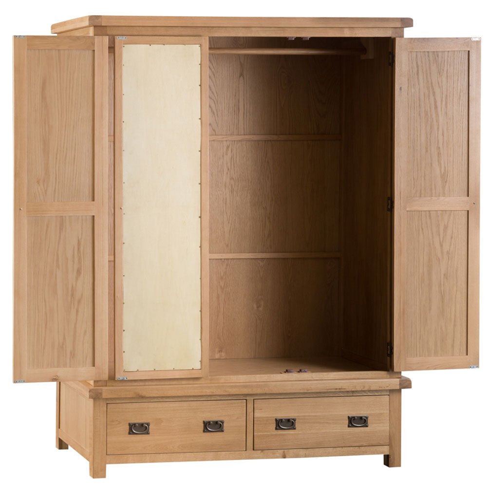 Winchester Oak 3 Door Wardrobe - The Furniture Warehouse