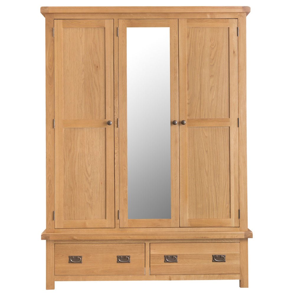 Winchester Oak 3 Door Wardrobe - The Furniture Warehouse