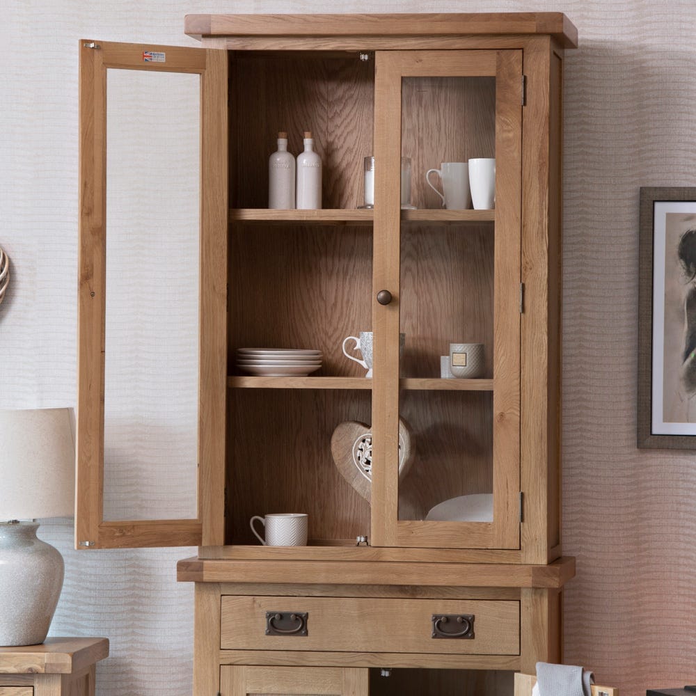 Winchester Oak Mini Glass Dresser Top - The Furniture Warehouse