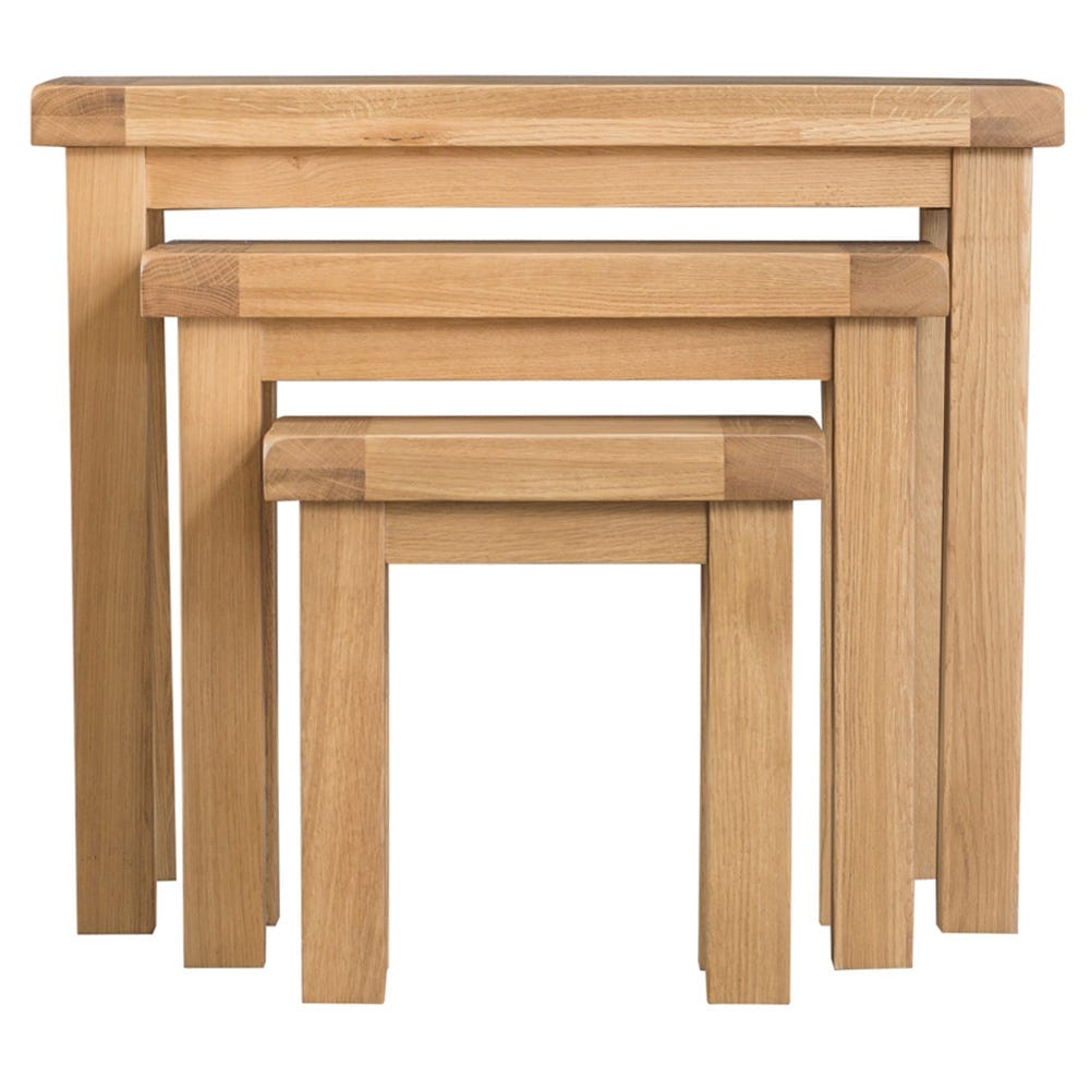 Winchester Oak Nest of 3 Tables - The Furniture Warehouse