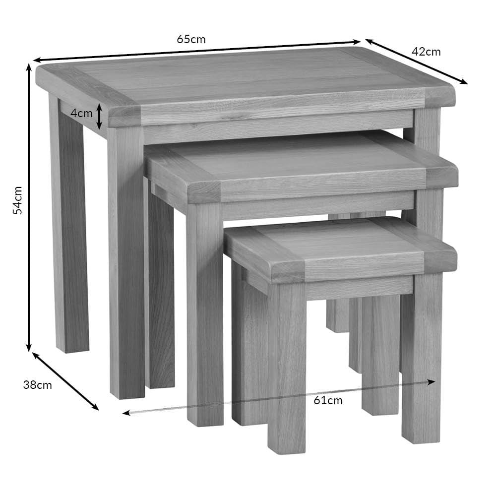 Winchester Oak Nest of 3 Tables - The Furniture Warehouse