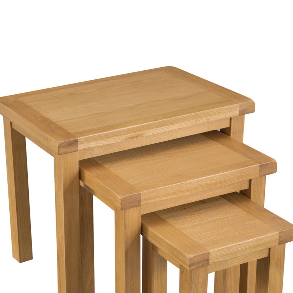 Winchester Oak Nest of 3 Tables - The Furniture Warehouse