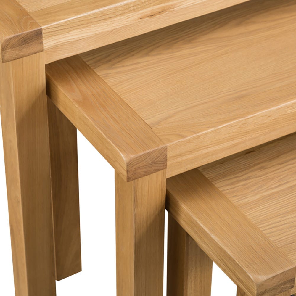 Winchester Oak Nest of 3 Tables - The Furniture Warehouse