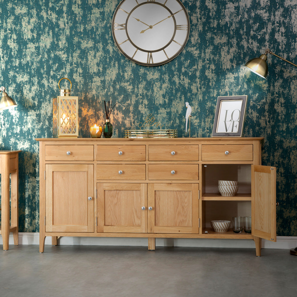 Bergen Oak Collection: Elegant Solid Oak Furniture Pieces showcased in a stylish setting with natural oak features.