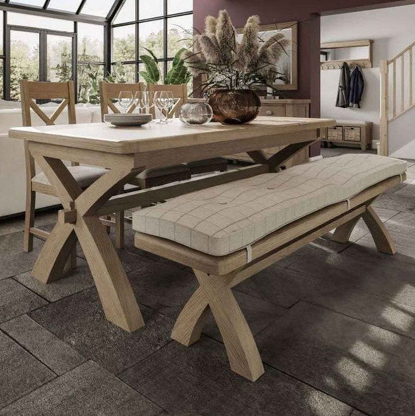 Wessex Smoked Oak 2.0m Cross Leg Fixed Top Dining Table